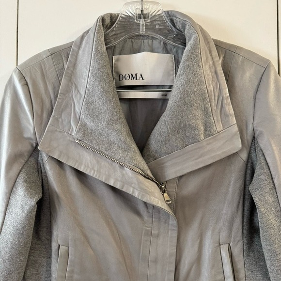 Doma Joy Women's Biker Style Motorcycle Zip-Up Lamb Nappa Leather Jacket - Picture 4 of 14